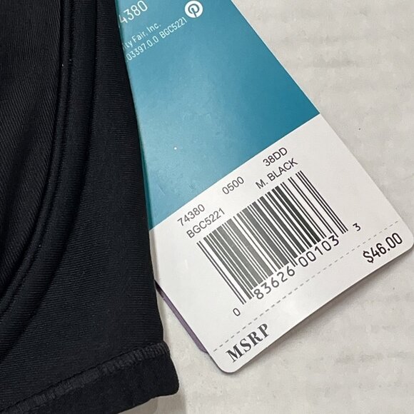 Vanity Fair Bra Womens 38DD Black Beauty Back Smoothing Strapless Underwire - Picture 5 of 6